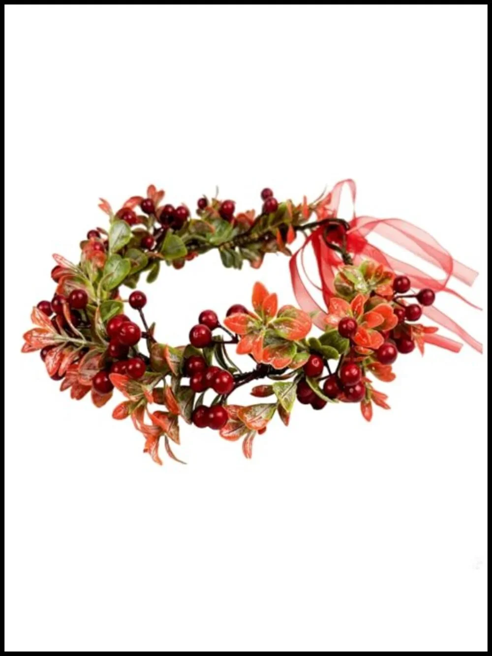 Christmas Flower Crown Floral Wreath Red Berry Pine Cone Headpiece
